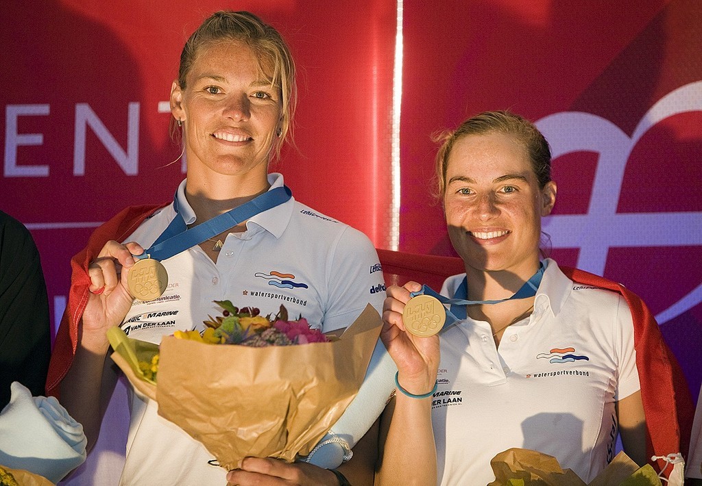 NED Lisa Westerhof and Lobke Berkhout finishing 1st overall - 470 Worlds, Denmark &copy;  Richard Langdon http://www.oceanimages.co.uk