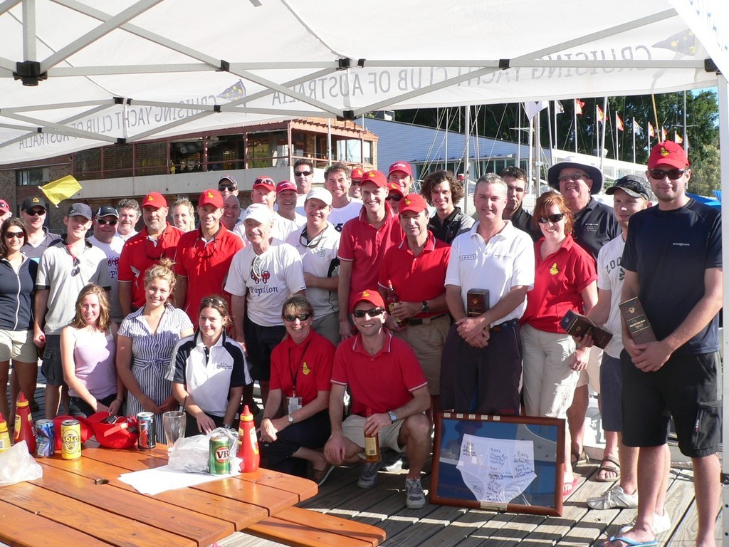 Celebrations and trophy presentation at the conclusion of the Mount Gay Rum Top Jocks Regatta with Cristy O’Sullivan Brand Manager, Mount Gay Rum (2nd from right) - Mount Gay Rum Top Jocks Regatta © CYCA Staff - copyright