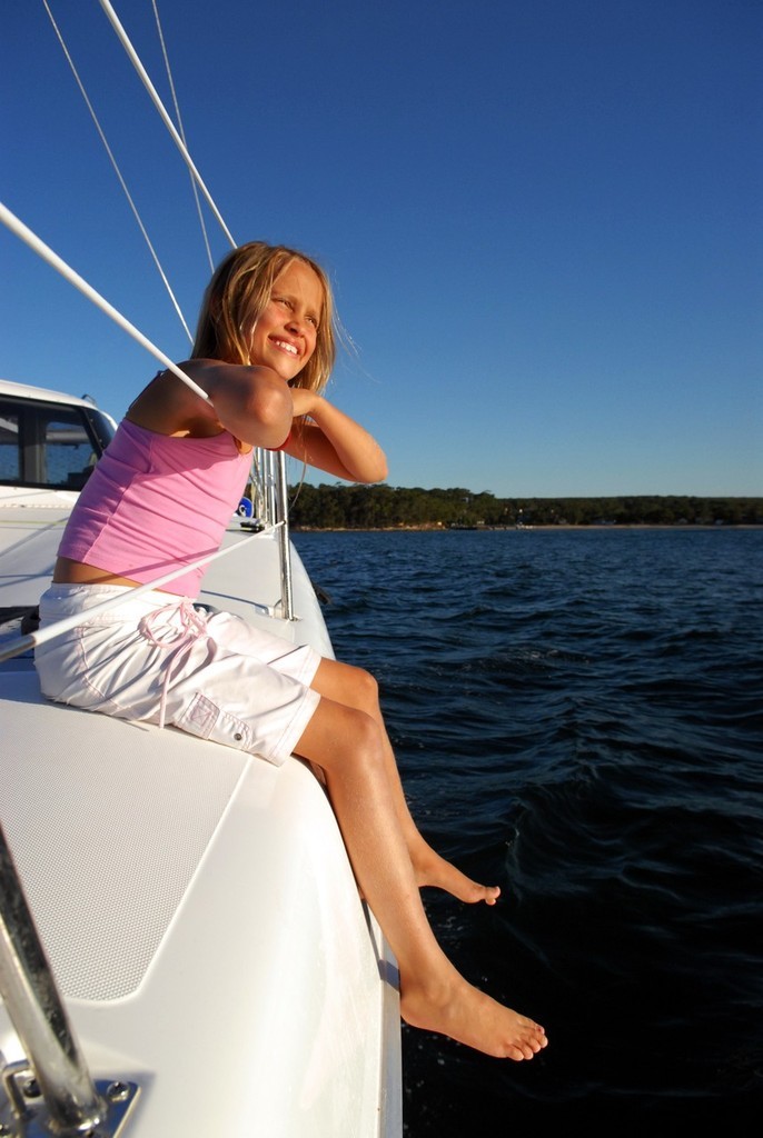 Seawind 1160 girl on rails photo copyright Saltwater Images taken at  and featuring the  class