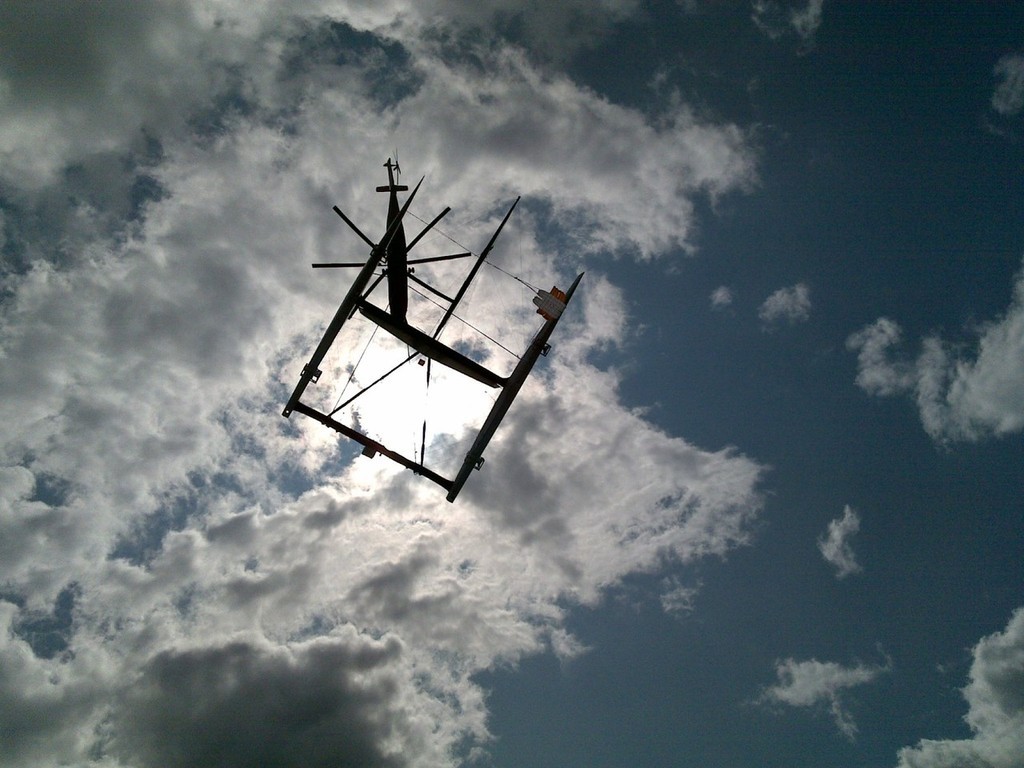 Alinghi 5 flies - showing off her beam layout © Philippe Chaplin