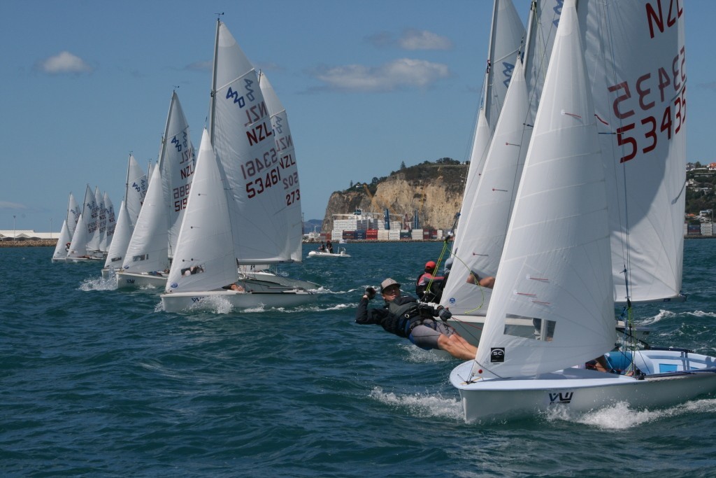 Start race one final day Cooke/ Illingworth grab perfect pin start - VW Print 420 NZ Championships © Lyle Tresadern