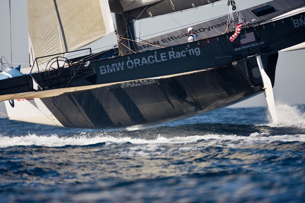 America’s Cup - BMW ORACLE Racing - 90 ft trimaran sea trials - San Diego  © BMW Oracle Racing Photo Gilles Martin-Raget http://www.bmworacleracing.com