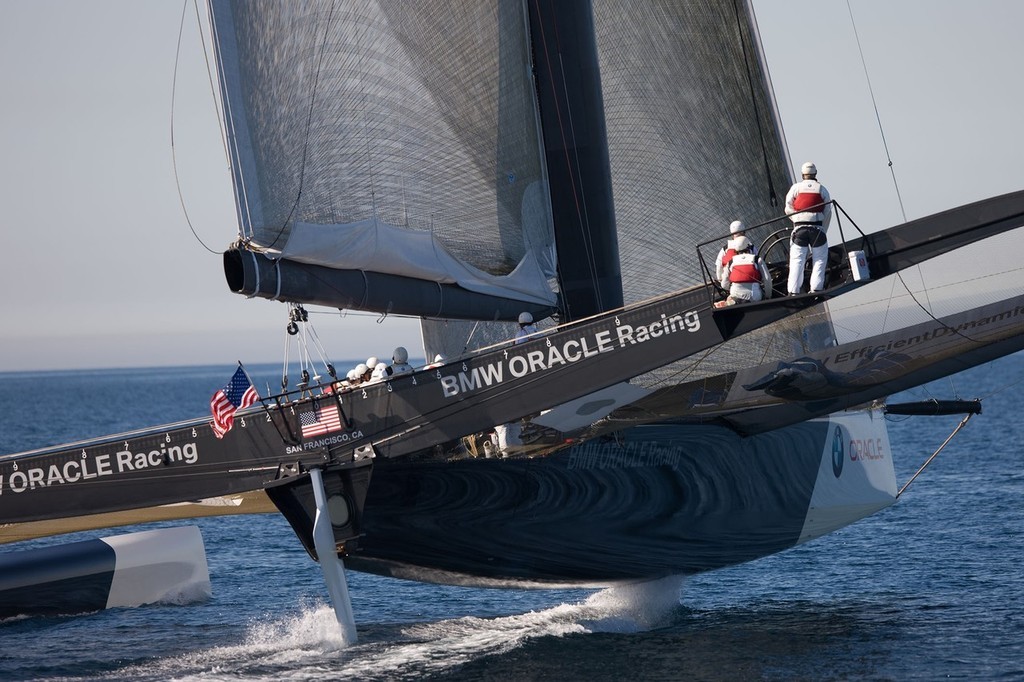 America’s Cup - BMW ORACLE Racing - 90 ft trimaran sea trials - San Diego  © BMW Oracle Racing Photo Gilles Martin-Raget http://www.bmworacleracing.com