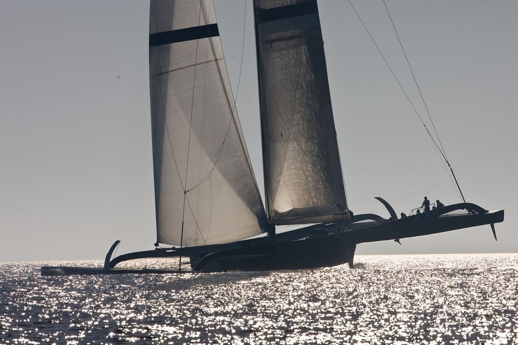 America’s Cup - BMW ORACLE Racing - 90 ft trimaran sea trials - San Diego  © BMW Oracle Racing Photo Gilles Martin-Raget http://www.bmworacleracing.com