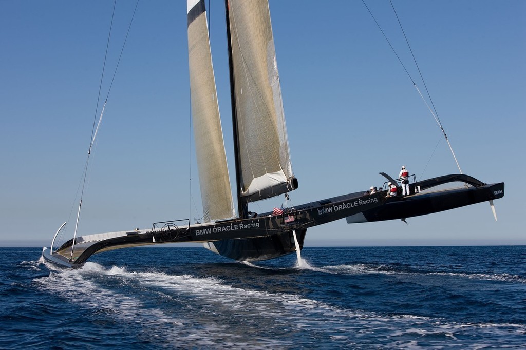 America’s Cup - BMW ORACLE Racing - 90 ft trimaran sea trials - San Diego  © BMW Oracle Racing Photo Gilles Martin-Raget http://www.bmworacleracing.com
