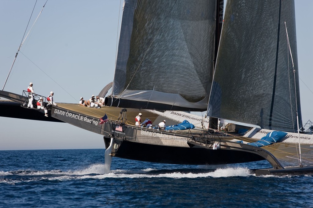 America’s Cup - BMW ORACLE Racing - 90 ft trimaran sea trials - San Diego photo copyright BMW Oracle Racing Photo Gilles Martin-Raget http://www.bmworacleracing.com taken at  and featuring the  class