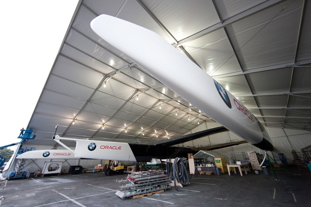 BMW ORACLE Racing - Launching of the newly modified BOR 90 trimaran © BMW Oracle Racing Photo Gilles Martin-Raget http://www.bmworacleracing.com