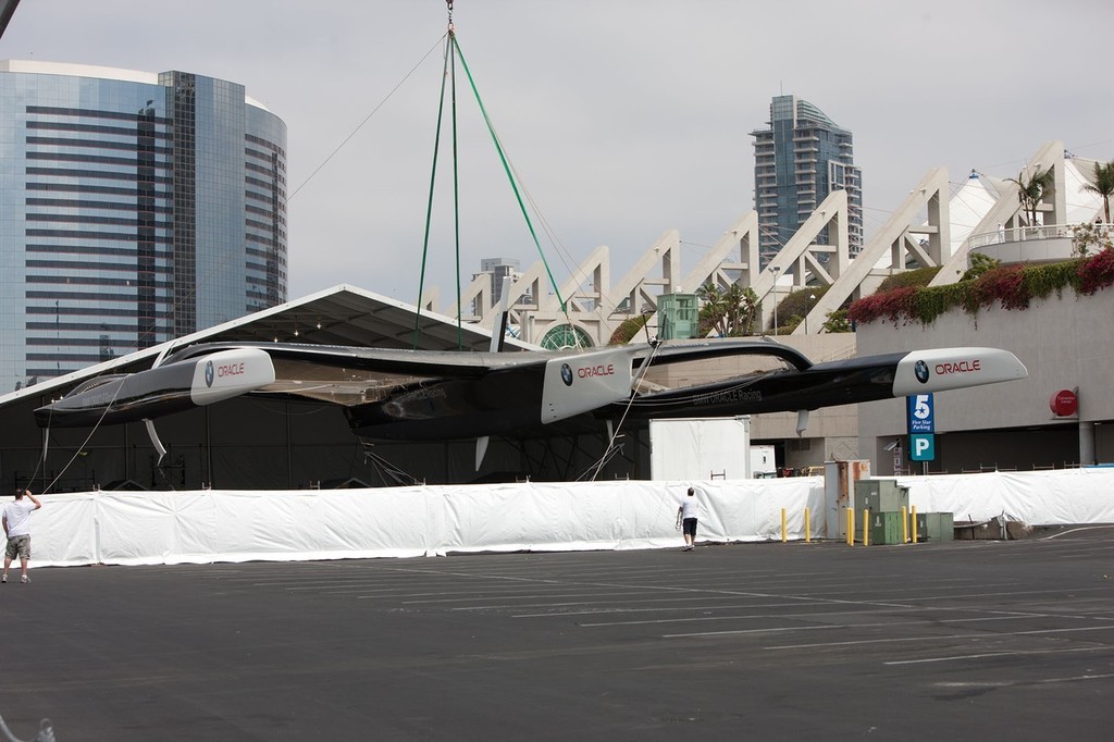 BMW ORACLE Racing - Launching of the newly modified BOR 90 trimaran © BMW Oracle Racing Photo Gilles Martin-Raget http://www.bmworacleracing.com