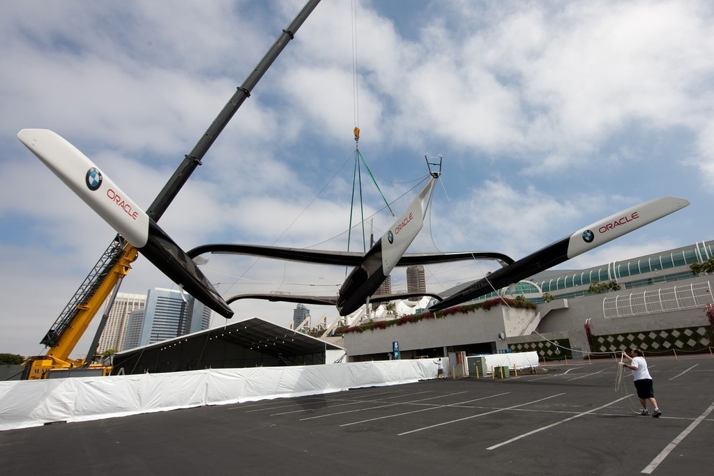 BMW ORACLE Racing - Launching of the newly modified BOR 90 trimaran © BMW Oracle Racing Photo Gilles Martin-Raget http://www.bmworacleracing.com