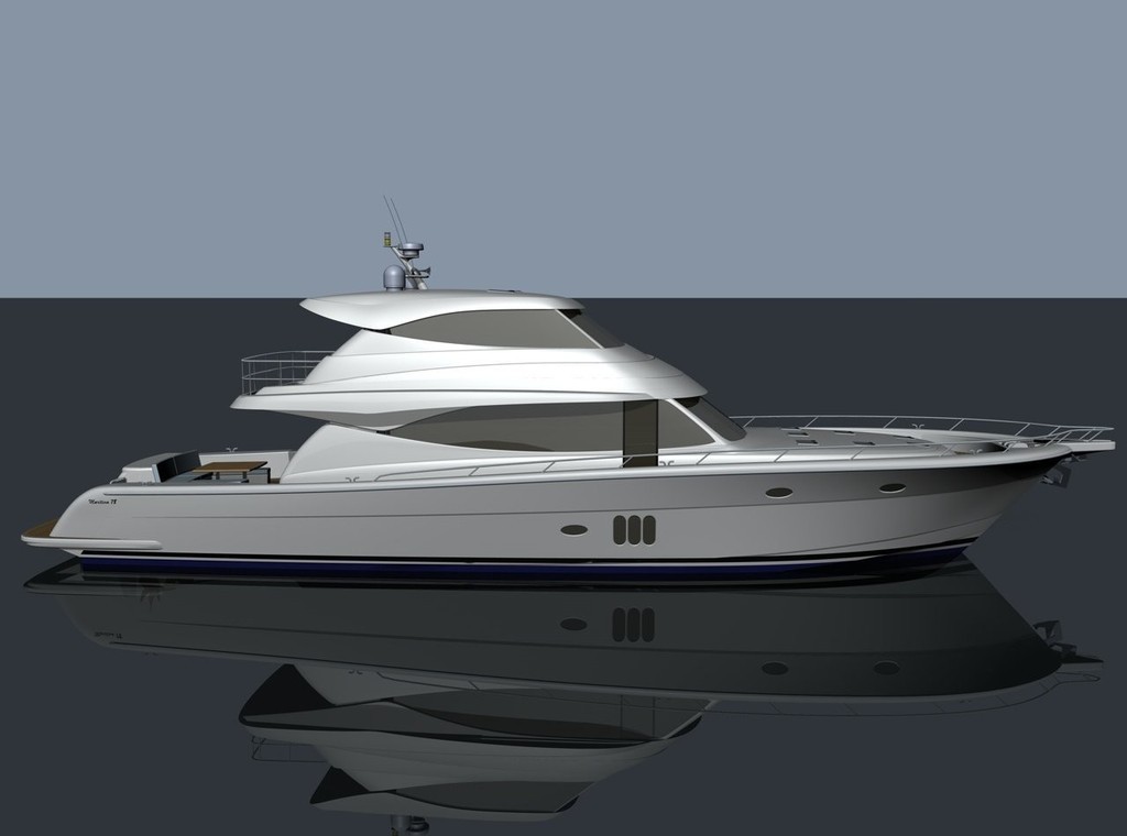 The Maritimo 73 Sky Lounge in full computerised profile indicates the stylish lines of the awesome vessel.  - Maritimo's 'monster' leaves its lair. photo copyright Maritimo . http://www.maritimo.com.au taken at  and featuring the  class