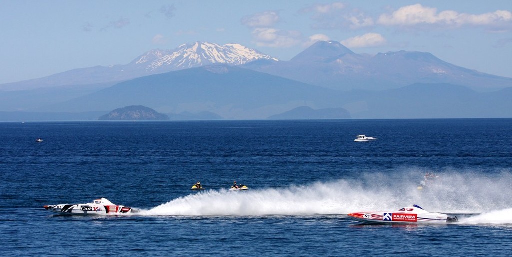 'Cure Kids' held an early lead i=on Lake Taupo before it went 'skywalking.' - NZ offshore photo copyright Phillip Hoskyn taken at  and featuring the  class
