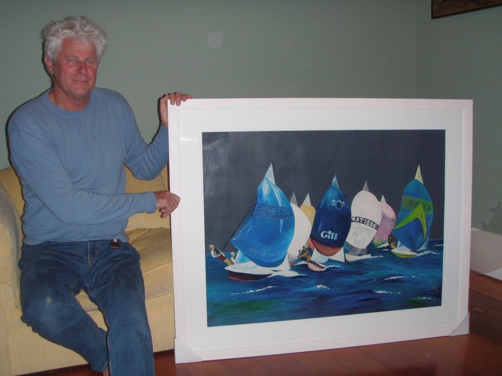 Stephen Oatley and his first prize painting - Living Colour 505 National Championships photo copyright Simon Reffold taken at  and featuring the  class