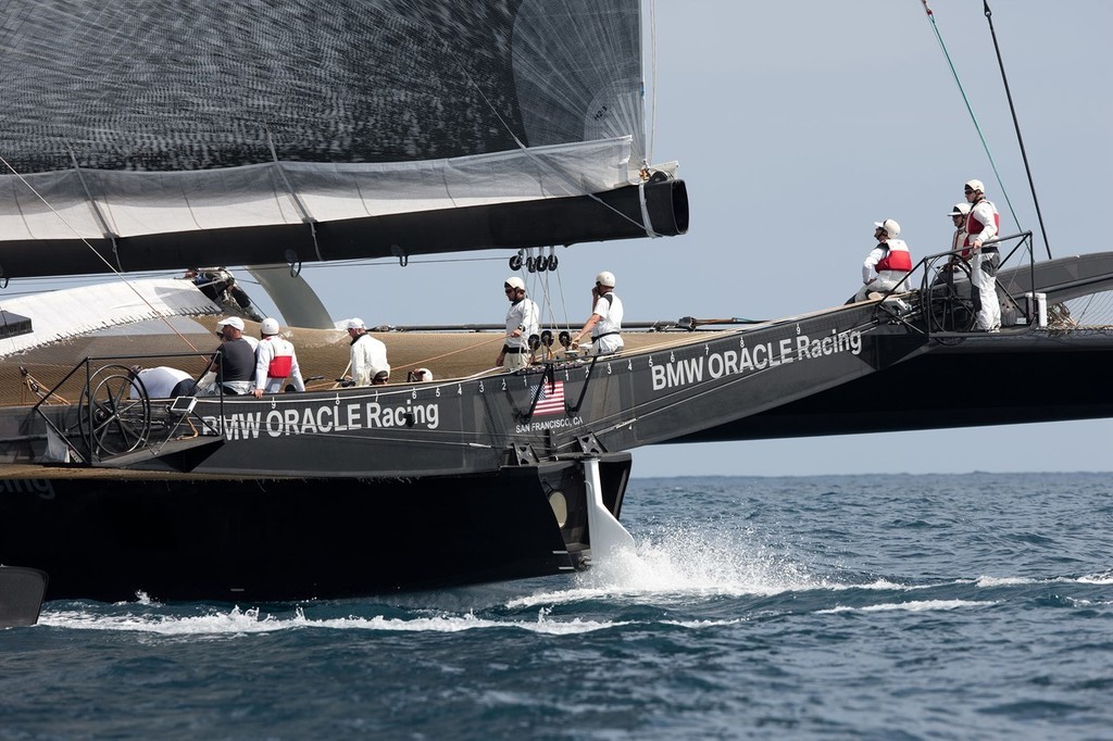 BMW ORACLE Racing - First sea trials <br />
of the newly modified BOR 90 trimaran © BMW Oracle Racing Photo Gilles Martin-Raget http://www.bmworacleracing.com