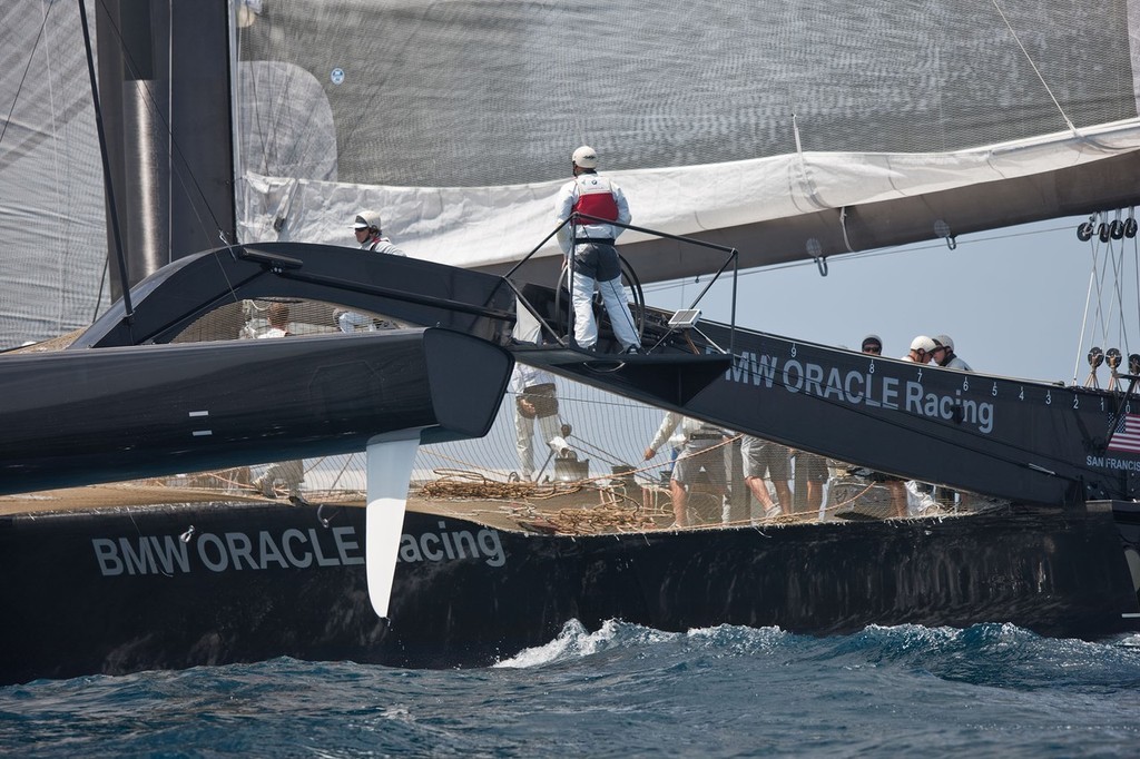 BMW ORACLE Racing - First sea trials <br />
of the newly modified BOR 90 trimaran © BMW Oracle Racing Photo Gilles Martin-Raget http://www.bmworacleracing.com