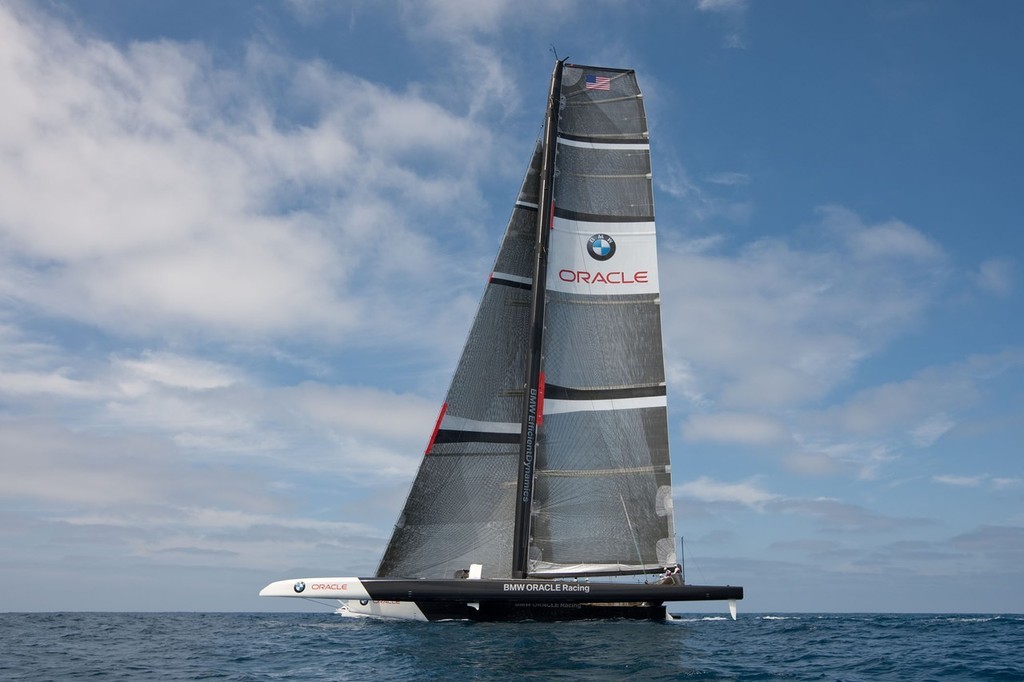 BMW ORACLE Racing - First sea trials <br />
of the newly modified BOR 90 trimaran © BMW Oracle Racing Photo Gilles Martin-Raget http://www.bmworacleracing.com