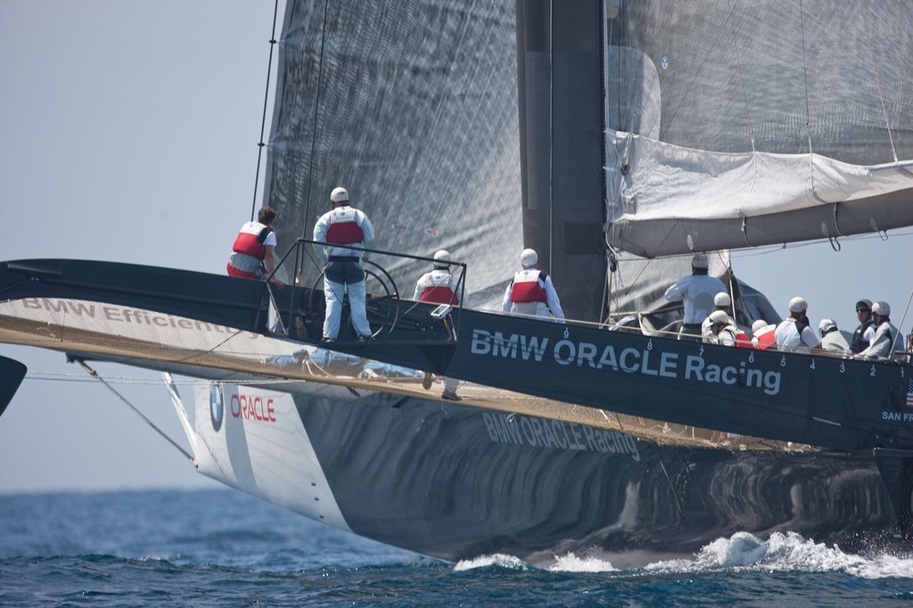 BMW ORACLE Racing - First sea trials <br />
of the newly modified BOR 90 trimaran © BMW Oracle Racing Photo Gilles Martin-Raget http://www.bmworacleracing.com