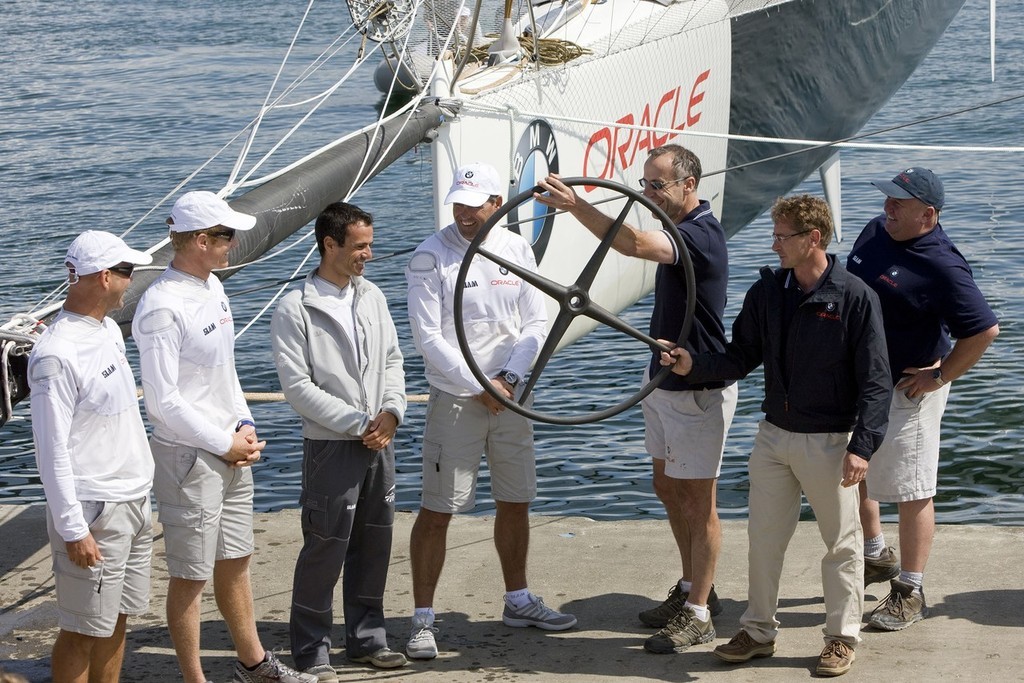BMW Oracle Racing - 90fter AC launch - handover from the build team to the sailing team © BMW Oracle Racing Photo Gilles Martin-Raget http://www.bmworacleracing.com