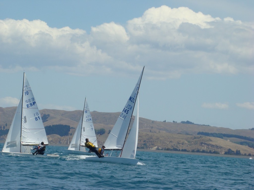 Leading Kiwi Paul Scoffin and Pavel Ruzicka in race 1. Day 1 - Flying Dutchman Worlds, Napier, NZ photo copyright Kevin Hayton taken at  and featuring the  class