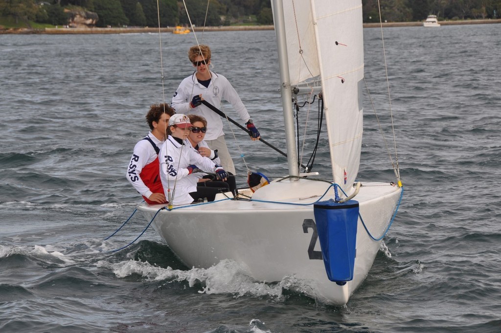 The winning team of Nick Howe, Kate Lindsay, Makayla Whitton and Tim Newman - Interclub Challenge Regatta photo copyright Russell Taylor taken at  and featuring the  class