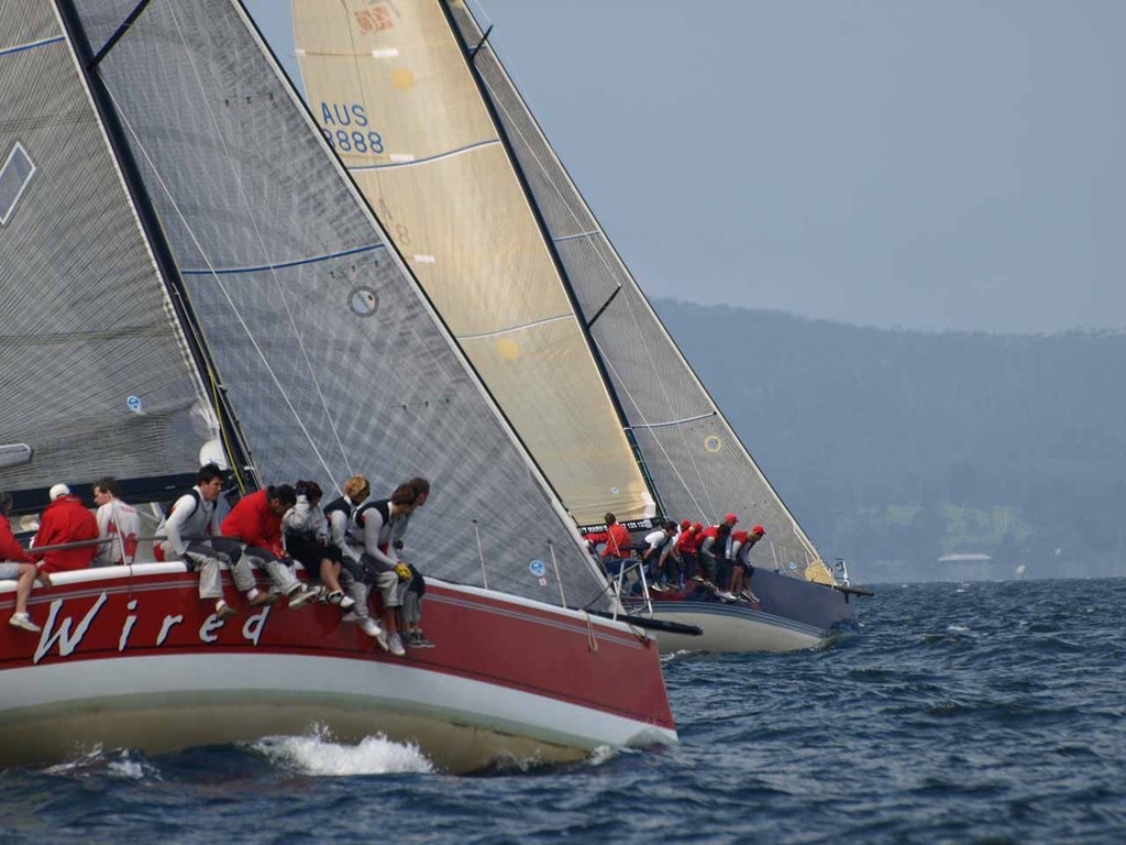 Farr 40s Voodoo Chile (Lloyd Clark) and Wired (Stephen Boyes) - The Showdown Regatta Royal Yacht Club of Tasmania © Jane Austin