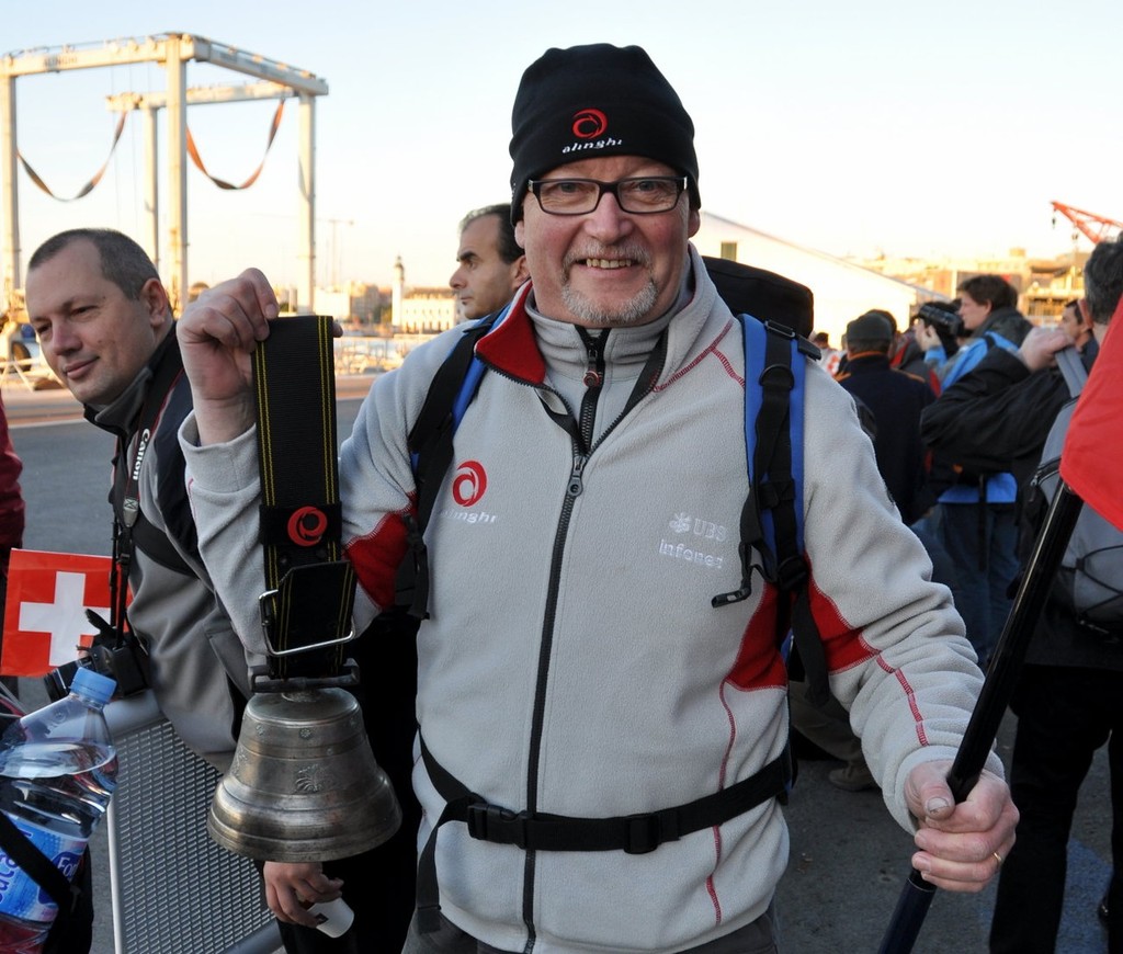 Die hard Swiss fans with their cow bells. photo copyright Jean Philippe Jobé taken at  and featuring the  class