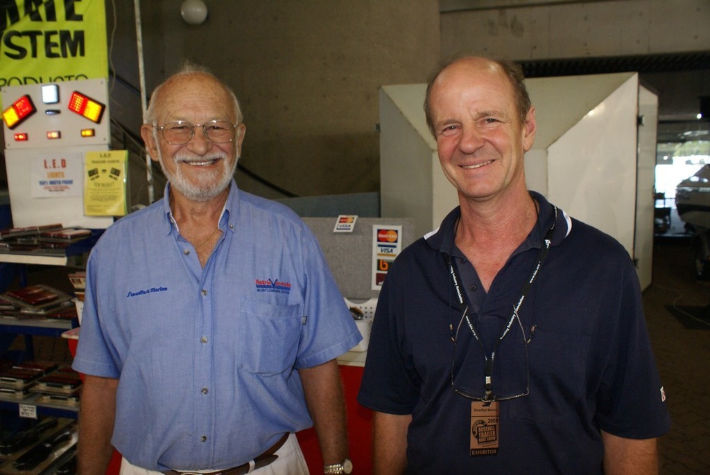 The old and the new - industry veteran and former owner of Steadfast Marine, Garry Stead, with new owner, shipwright John Elton. Elton purchased the thriving accessory business following last year’s Rosehill show. - Rosehill show © Bob Wonders
