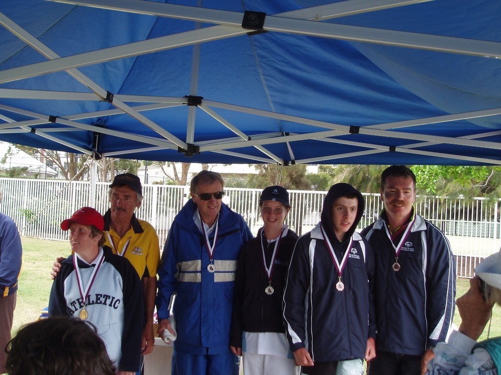Meegan Finn, Chris Ruston, Allan Jones, Alyse Saxby, Bradley Alderton, Colin Alderton - Unified Level 1 Medallists - 2008 Special Olympics Queensland Sailing Regatta © Drew Hulton-Smith