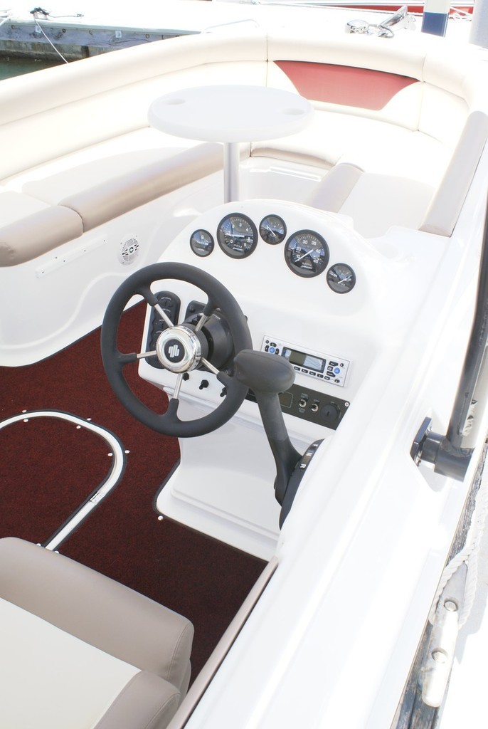 Starboard side helm and forward cockpit aboard the Southbeach Vacationer. - Southbeach goes diesel © Bob Wonders