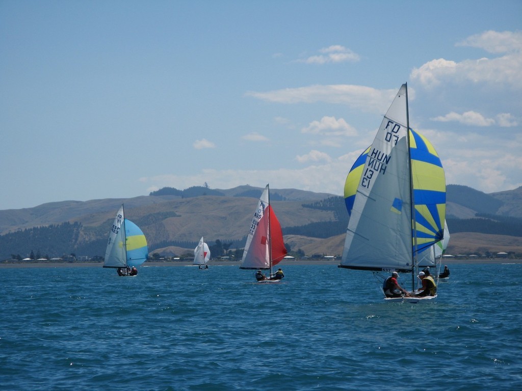 Race six heading toward bottom mark for the final time - 2008 Flying Dutchman Worlds, Napier photo copyright Kevin Hayton taken at  and featuring the  class