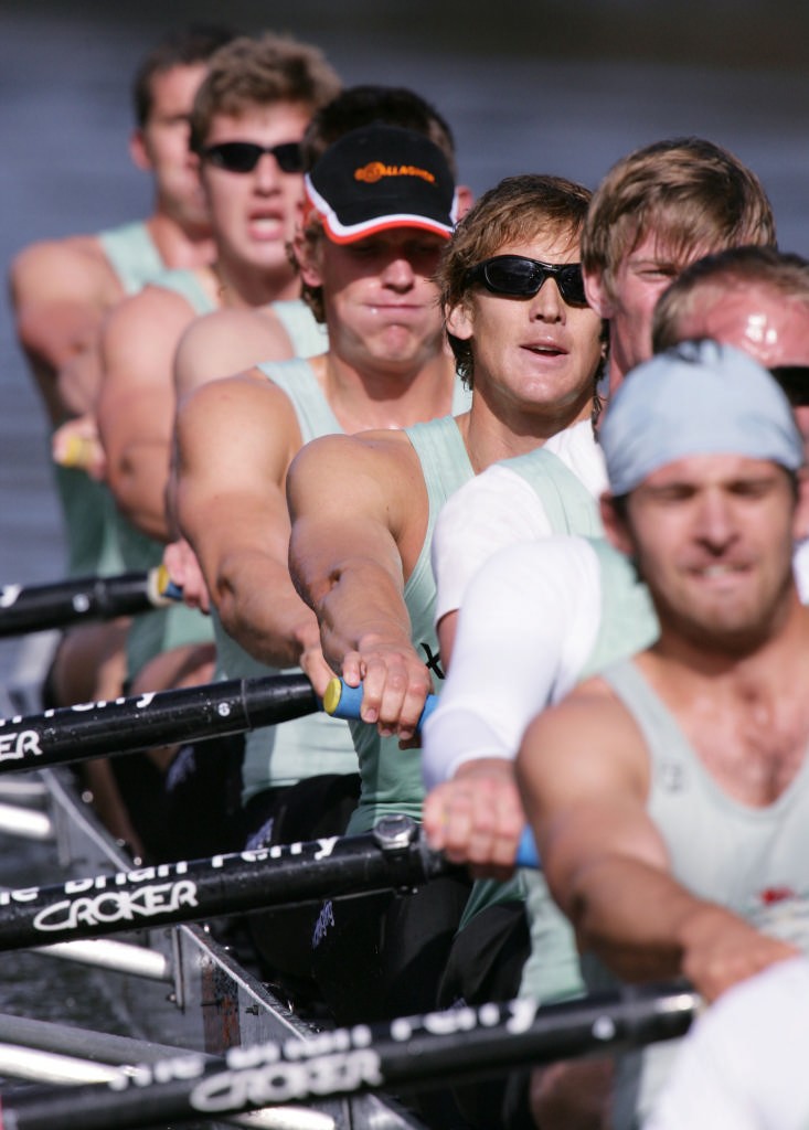 <b>The Cambridge crew during the Gallagher Great Race, eights rowing on the Waikato River between the University of Waikato and Cambridge University from the UK, </b> © Stephen Barker