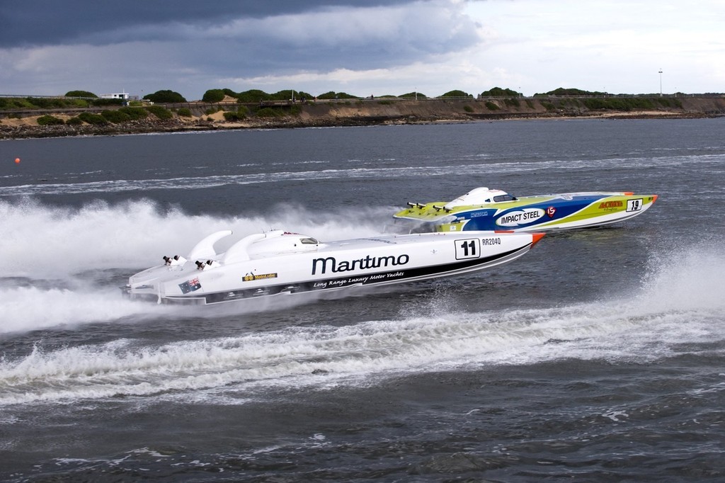 ’Maritimo’ and ’Impact Steel’ dicing off Newcastle - sadly, for ’Impact Steel’ it was a DNF, the boat’s third for the season.  - Newcastle offshore © Andrew Gricks http://www.andrewgricksphotography.com