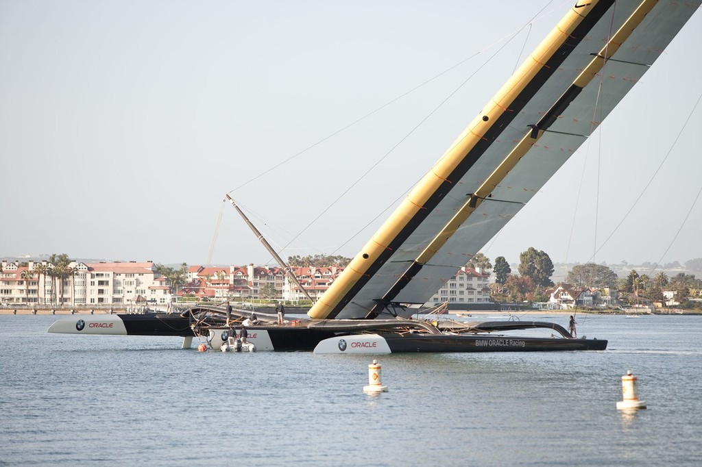 33rd America’s Cup - BMW ORACLE Racing - Wing maintenance © BMW Oracle Racing Photo Gilles Martin-Raget http://www.bmworacleracing.com