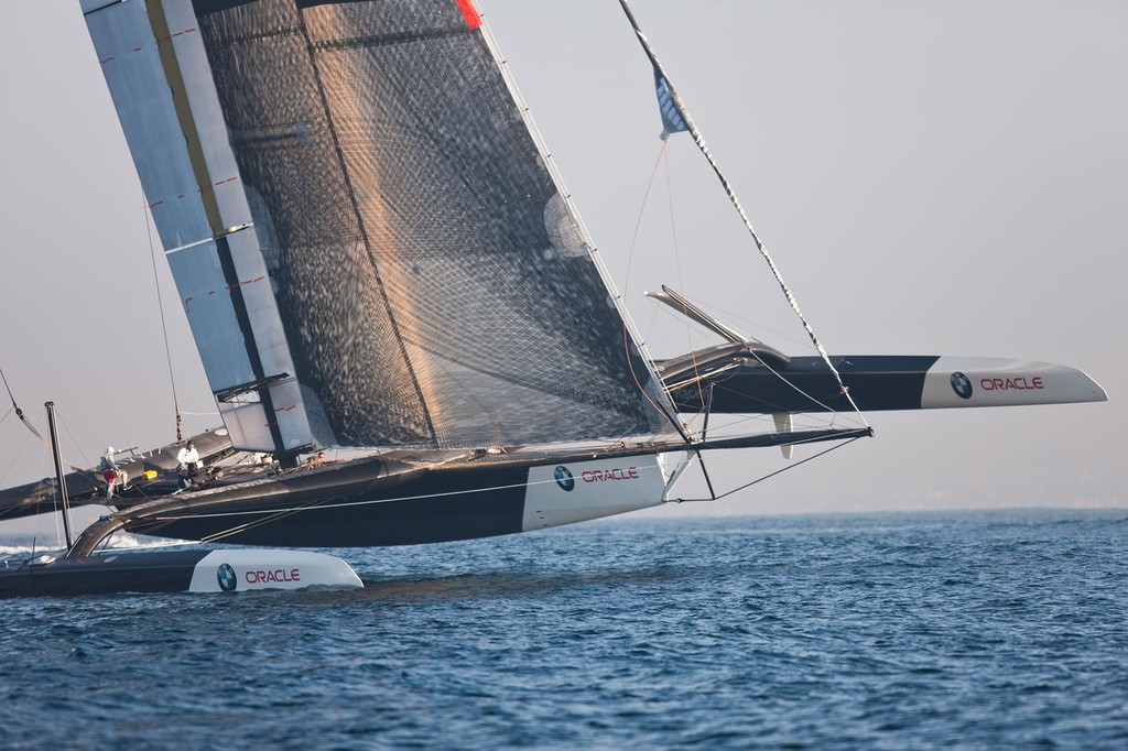 John Rousmaniere believes the centre hull is the only one that can be used for the LWL measurement of BOR90 in the 33rd America’s Cup © BMW Oracle Racing Photo Gilles Martin-Raget http://www.bmworacleracing.com