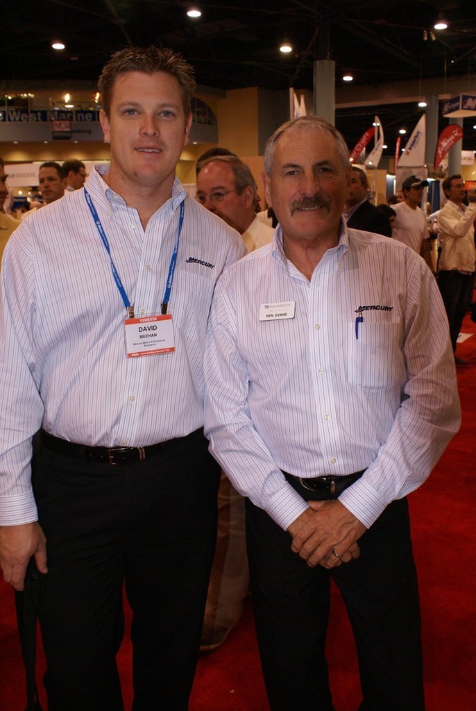 Ken Evans, with colleague David Meehan, at the Miami International Boat Show, one of ’hundreds’ Evans has attended over the years. © Paul Ruston