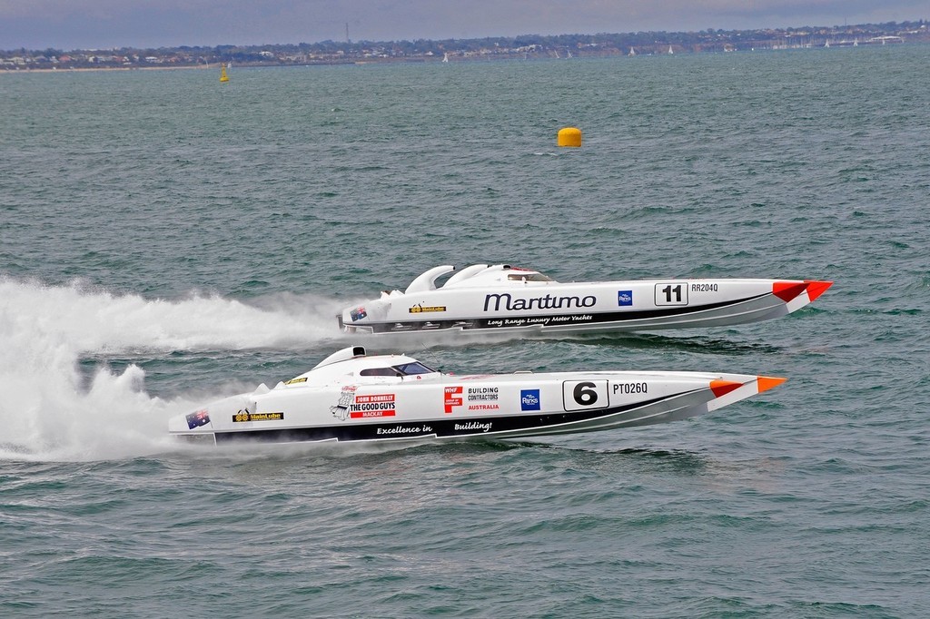 ’Maritimo’, Tom Barry-Cotter (driver) and Ross Willaton (throttles) aboard racing to victory three laps ahead of second-placed ’The Good Guys’, originally entered as ’#6’ and crewed by novice youngsters Brandon and Chris Frier. - Williamstown offshore © Andrew Gricks http://www.andrewgricksphotography.com