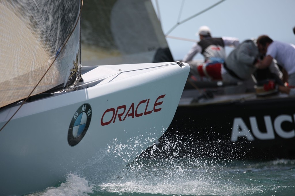 BMW ORACLE Racing training with Emirates Team New Zealand on two BMW ORACLE Racing boats provided to Louis Vuitton Pacific Series © BMW Oracle Racing Photo Gilles Martin-Raget http://www.bmworacleracing.com