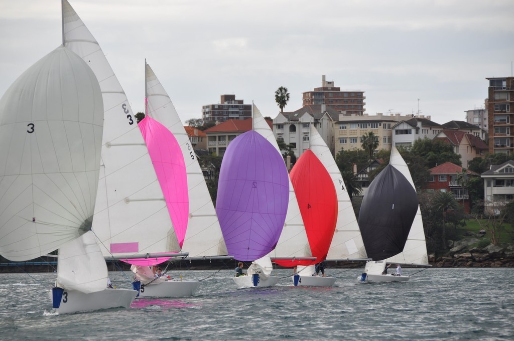 Henry Tilly's team (boat 3) leading the fleet - Interclub Challenge Regatta photo copyright Russell Taylor taken at  and featuring the  class