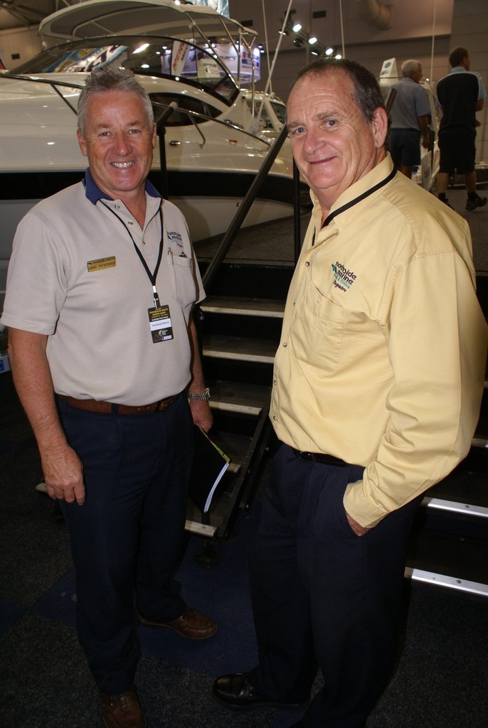 Industry veterans, Greg Bickerson (left) CEO of Northside Marine, with Paul Hamer, ex-OMC, ready to do deals at the Brisbane Boat Show. - Brisbane show © Bob Wonders