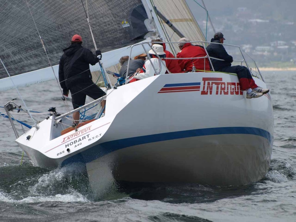 Don Calvert’s Intrigue looking slick on the River Derwent. - The Showdown Regatta Royal Yacht Club of Tasmania © Jane Austin