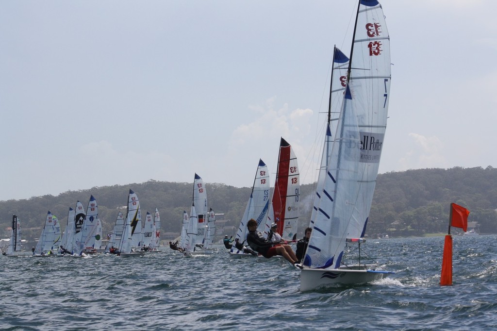 Heat 4 start 13 foot skiff Australian championship - 5th Australian 13 foot skiff championships photo copyright Annette Brennan taken at  and featuring the  class