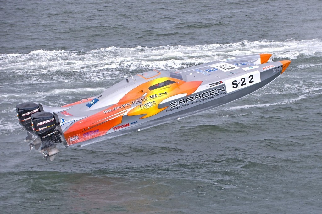 ’Saracen’ flying high, but not high enough to catch Supercat Outboard class leader and Newcastle winner ’SUV Dodge Ram’. - Newcastle offshore © Andrew Gricks http://www.andrewgricksphotography.com