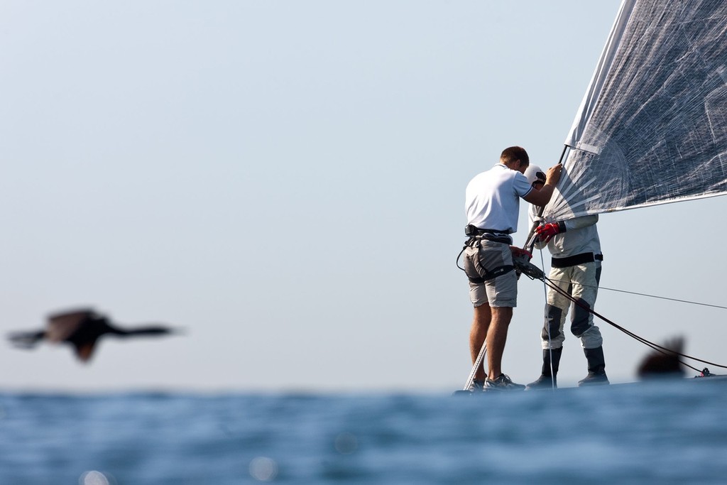 All dressed up but nowhere to go. BOR90 crew await the venue decision. © BMW Oracle Racing Photo Gilles Martin-Raget http://www.bmworacleracing.com