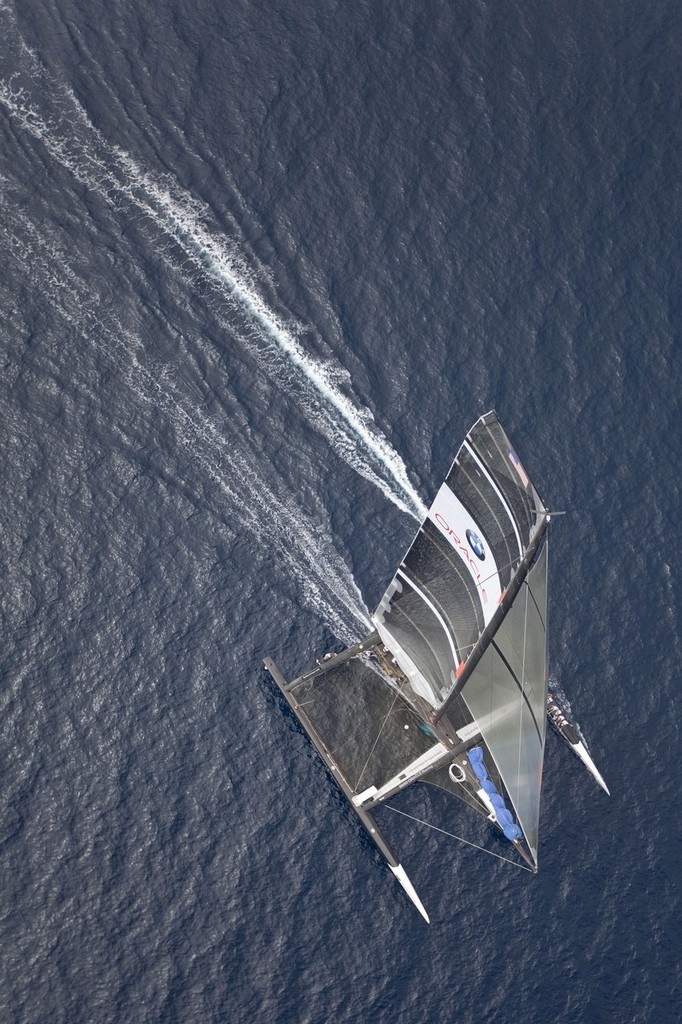 BMW ORACLE Racing - 90 ft Trimaran testing in mid August © BMW Oracle Racing Photo Gilles Martin-Raget http://www.bmworacleracing.com