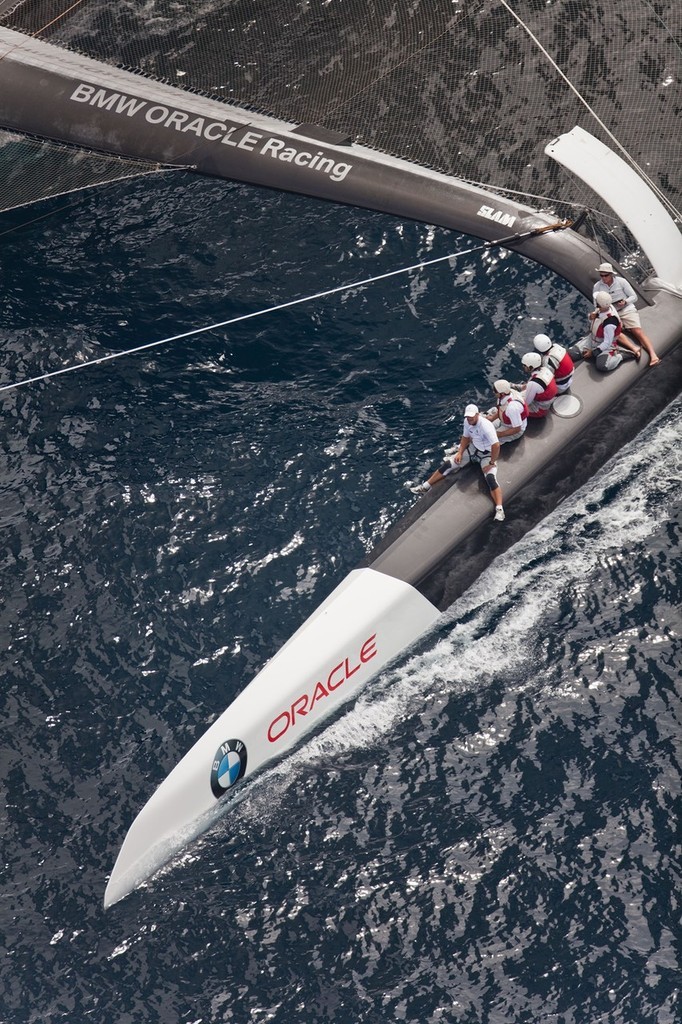 BMW ORACLE Racing - 90 ft Trimaran testing in mid August © BMW Oracle Racing Photo Gilles Martin-Raget http://www.bmworacleracing.com