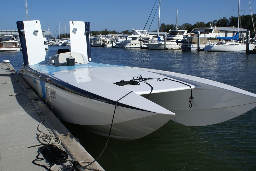 Named &rsquo;Maritimo 11&rsquo; this is the new catamaran that will see team owner Bill Barry-Cotter back in the cockpit for the Redcliffe round of the Offshore Superboat Championships. photo copyright Bob Wonders taken at  and featuring the  class