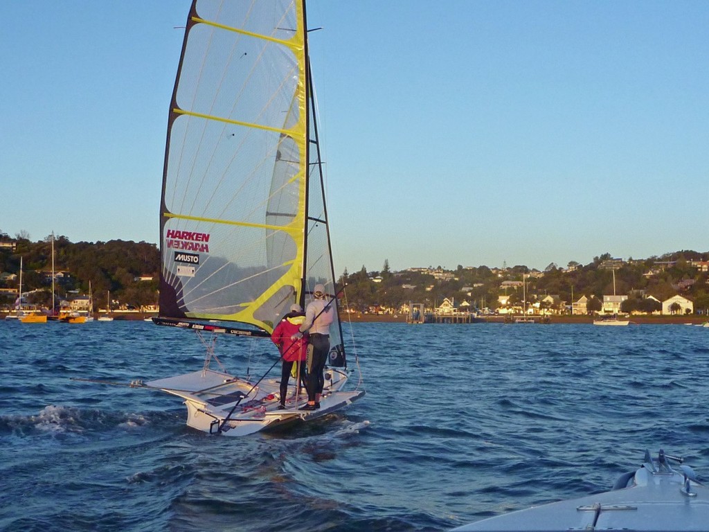 Finished Russell at 7.30 pm - Burling Tuke 49er ride in the 2009 Coastal Classic photo copyright Burling Media taken at  and featuring the  class