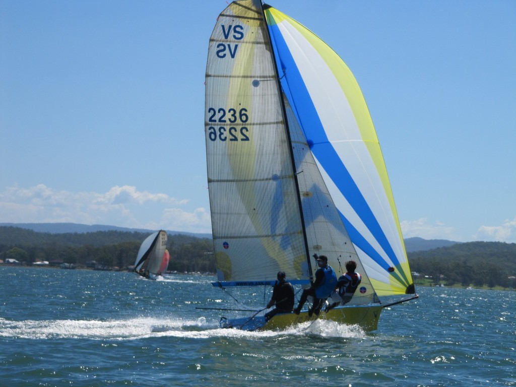 Ol Yella sets off downwind - Riversdale Mining VS 15 Foot SKiff National Titles © Darryl Cumming