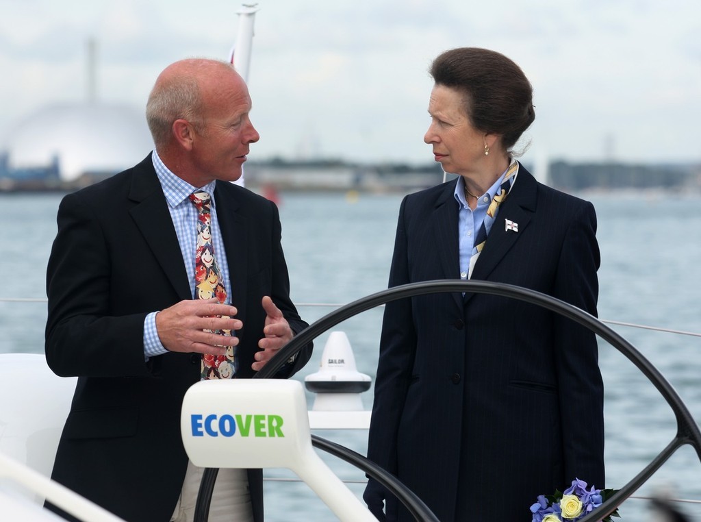 HRH The Princess Royal is shown around his new Open 60 Yacht, Ecover by skipper Mike Golding. © onEdition http://www.onEdition.com