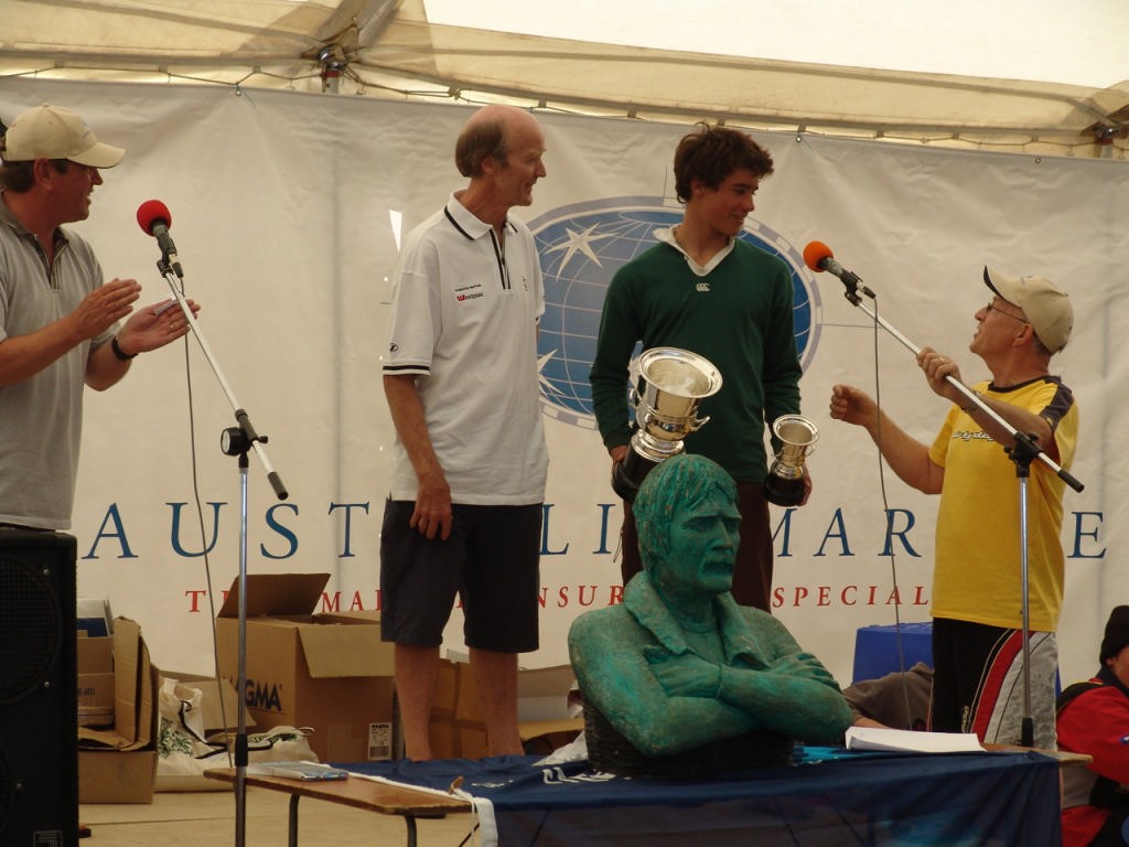 Now and ISAF World Youth Champion, Sam Meech is invited to address the crowd at the 2006 Sir Peter Blake Regatta  © Richard Gladwell www.photosport.co.nz