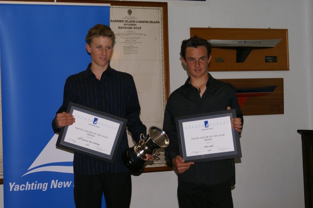 Carl Evans (left) and Chris Steele (right) winners of the 2007 Sailor of the Year Awards &copy; Richard Gladwell www.photosport.co.nz